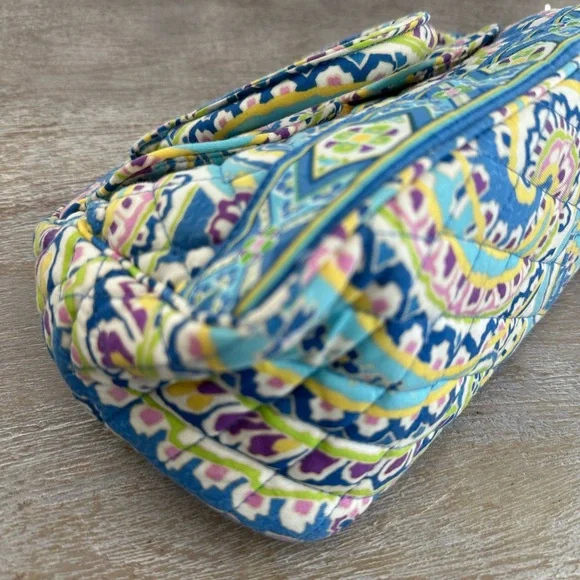 Vera Bradley Bowler Bag Blue Green Pink Paisley Double Handles Pockets Zip Close - Picture 7 of 11